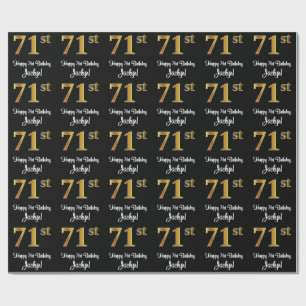 Papier Cadeau 71e anniversaire : Elégant luxe Faux Gold Look #