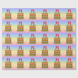 Papier Cadeau 71e anniversaire : Fun Cake and Candles + Nom pers