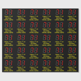 Papier Cadeau 71e anniversaire : Rouge Digital Clock Style "71" 