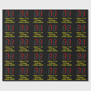 Papier Cadeau 71e anniversaire : Rouge Digital Clock Style "71" 