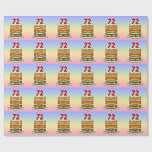 Papier Cadeau 72e anniversaire : Fun Cake and Candles + Nom pers