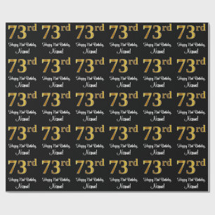 Papier Cadeau 73e anniversaire : Elégant luxe Faux Gold Look #