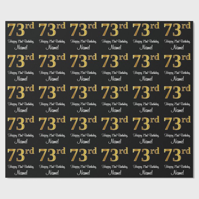 Papier Cadeau 73e anniversaire : Elégant luxe Faux Gold Look # (Plat)