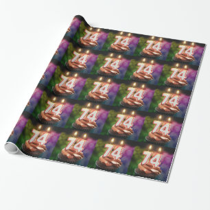 Papier Cadeau 74e anniversaire avec des bougies