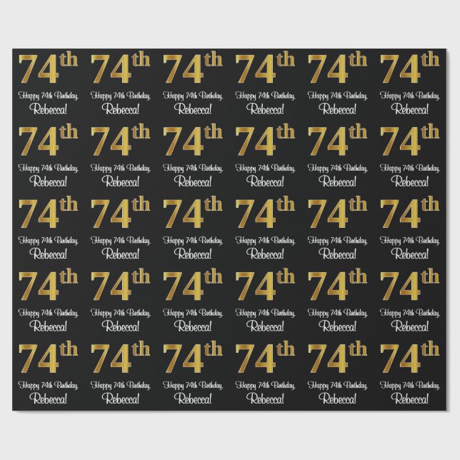 Papier Cadeau 74e anniversaire : Elégant luxe Faux Gold Look # (Plat)