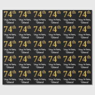 Papier Cadeau 74e anniversaire : Elégant Luxueux Faux Gold Look