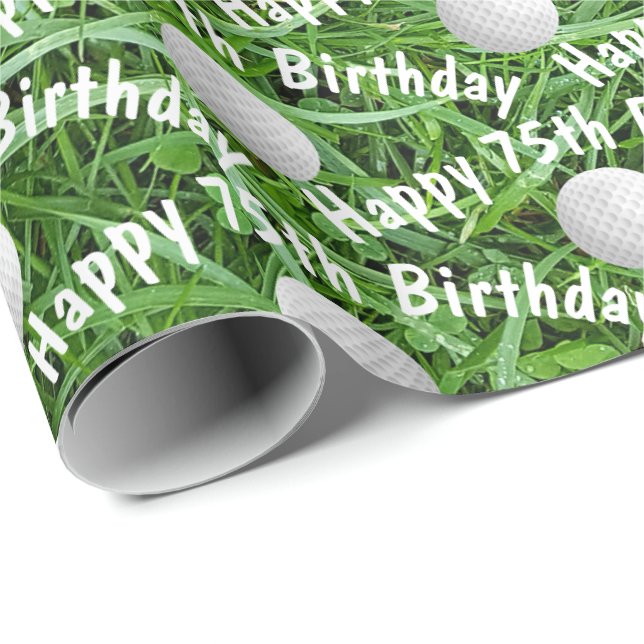 Papier Cadeau 75e anniversaire Ballons de golf sur papier d'enve (Coin rond)