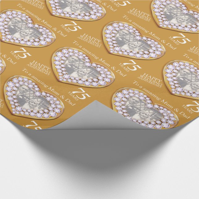 Papier Cadeau 75e anniversaire du mariage parents enveloppement  (Coin)