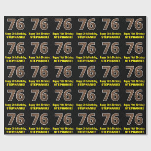 Papier Cadeau 76e anniversaire : Nom et Faux Motif de grains de