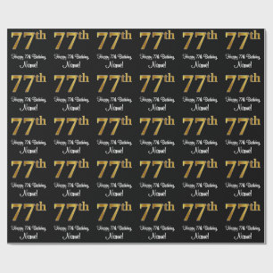 Papier Cadeau 77e anniversaire : Elégant luxe Faux Gold Look #