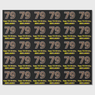 Papier Cadeau 79e anniversaire : Nom et Faux Motif de grains de 