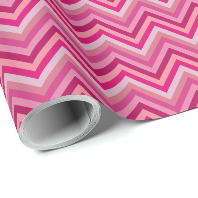 Papier Cadeau 7 Tailles rose Zig Zag (Coin rond)