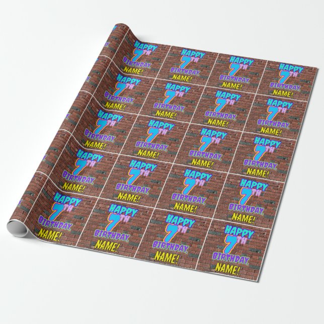 Papier Cadeau 7e anniversaire : Amusant, Graffiti urbain inspiré (Déroulé)