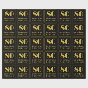 Papier Cadeau 80e anniversaire ~ Art Déco Inspiré Look "80", Nom