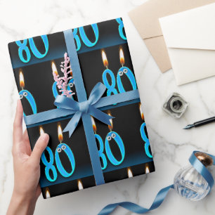 Papier Cadeau 80e Anniversaire Bougies avec globes oculaires