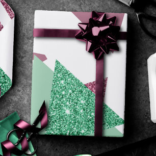 Papier Cadeau 80s Abstraits frais   Motif de formes rose et vert