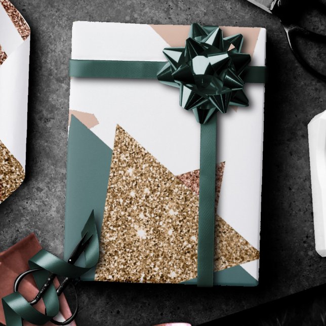 Papier Cadeau 80s rétro Abstrait | les années 70 Palette Vert et (Créateur téléchargé)