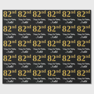 Papier Cadeau 82e anniversaire : Elégant luxe Faux Gold Look #