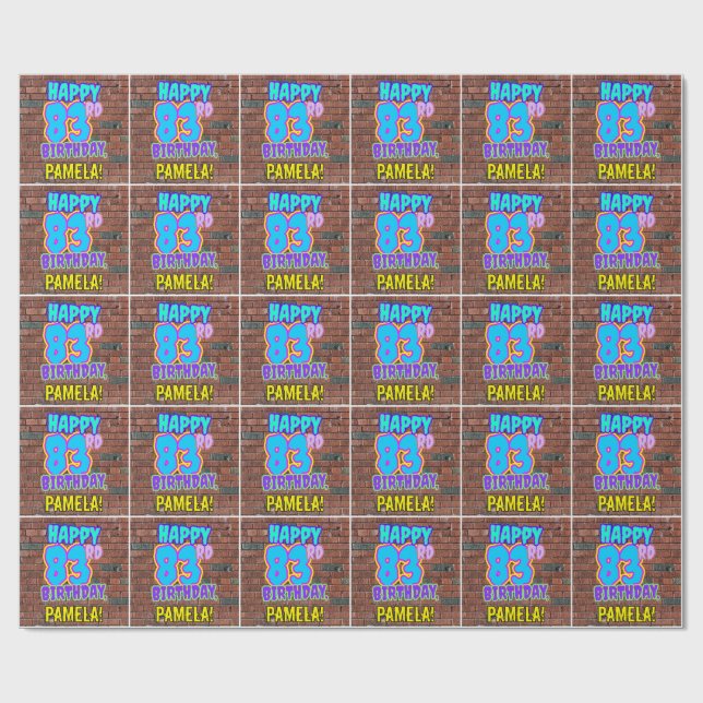 Papier Cadeau 83e anniversaire : Amusant, Graffiti urbain inspir (Plat)