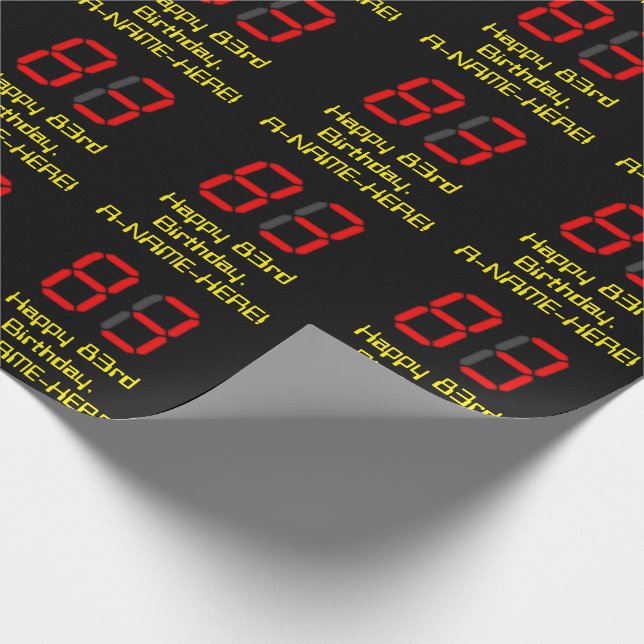 Papier Cadeau 83ème anniversaire : Rouge Digital Clock Style "83 (Coin)