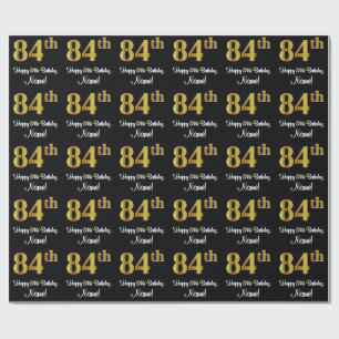 Papier Cadeau 84e anniversaire : Elégant luxe Faux Gold Look #