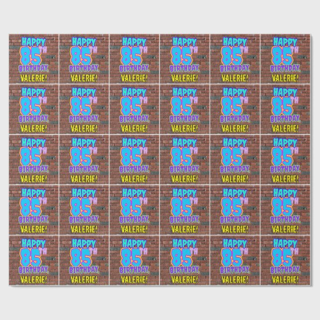 Papier Cadeau 85e anniversaire : Amusant, Graffiti urbain inspir (Plat)