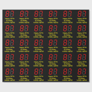 Papier Cadeau 87ème anniversaire : Rouge Digital Horloge Style "