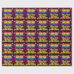 Papier Cadeau 88e anniversaire : Loving Hearts Motif, Arc-en-cie