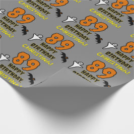 Papier Cadeau 89e anniversaire : Thème d'Halloween Éffrayant, No