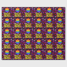 Papier Cadeau 8e anniversaire : Amour Hearts Motif, Arc-en-ciel 
