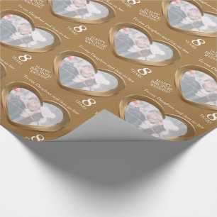 Papier Cadeau 8ème enveloppe de photo de coeur de bronze