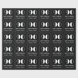 Papier Cadeau 90e anniversaire - Art Déco Inspiré Look "90", Nom