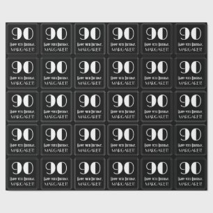 Papier Cadeau 90e anniversaire - Art Déco Inspiré Look "90", Nom