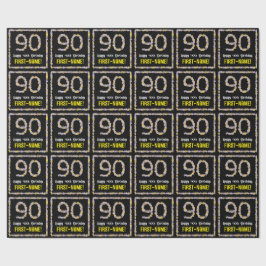 Papier Cadeau 90e anniversaire : Floral Flowers Numéro, Nom pers