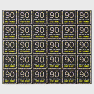 Papier Cadeau 90e anniversaire : Floral Flowers Numéro, Nom pers