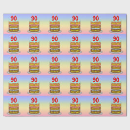 Papier Cadeau 90e anniversaire : Fun Cake and Candles + Nom pers