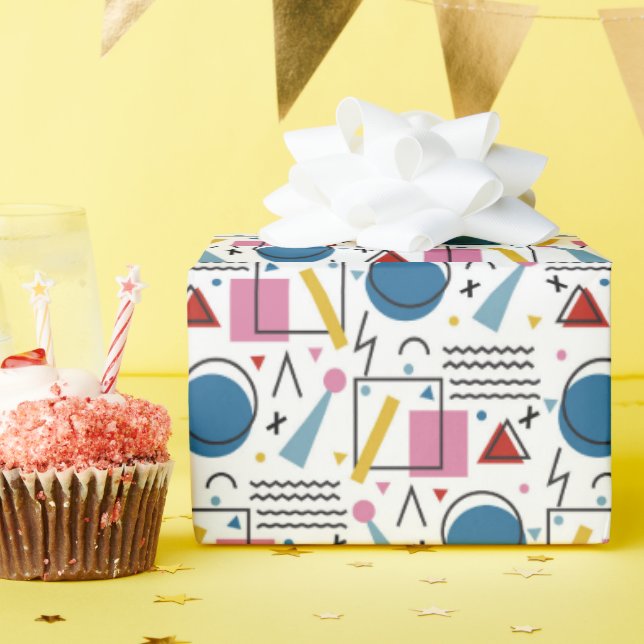 Papier Cadeau 90s Formes géométriques (Fête d'anniversaire)