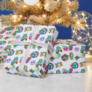 Papier Cadeau 90s Funky Neon Glow Cassette Anniversaire