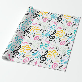 Papier Cadeau 90s Style Treble Clef Music