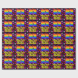 Papier Cadeau 92e anniversaire : Amour Hearts Motif, Arc-en-ciel