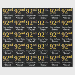 Papier Cadeau 92e anniversaire : Elégant luxe Faux Gold Look #