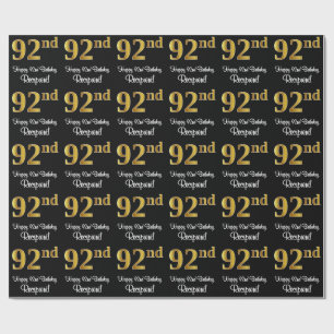 Papier Cadeau 92e anniversaire : Elégant Luxueux Faux Gold Look