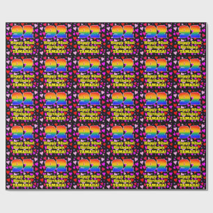 Papier Cadeau 92e Anniversaire : Motif de cœurs aimants, Arc-en-