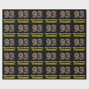 Papier Cadeau 93e anniversaire : Nom et Faux Motif du grain de b