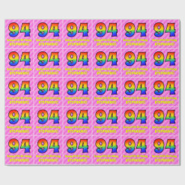 Papier Cadeau 94e anniversaire : Pink Stripes & Hearts, Arc en c