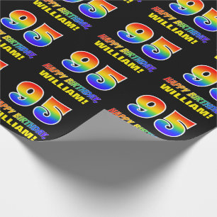 Papier Cadeau 95e anniversaire : Bold, amusant, simple, arc-en-c