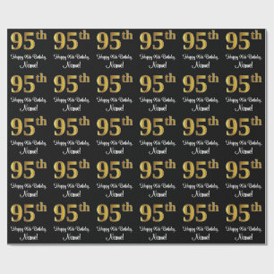 Papier Cadeau 95e anniversaire : Elégant luxe Faux Gold Look #