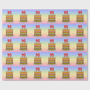 Papier Cadeau 95e anniversaire : Fun Cake and Candles + Nom pers