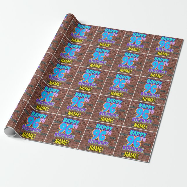 Papier Cadeau 96e anniversaire : Amusant, Graffiti urbain inspir (Déroulé)