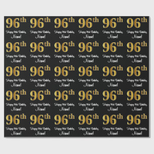 Papier Cadeau 96e anniversaire : Elégant luxe Faux Gold Look #